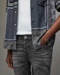 Best deal 👏 Cigarette Damaged Skinny 👖 Jeans Washed Black 😉 -Men's Shirts popular shop ME035X 162 3