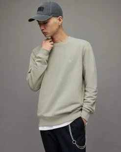 New 🔥 Raven Contrast Crew Sweatshirt Liberty Green 💯 -Men's Shirts popular shop MF084X 8006 5