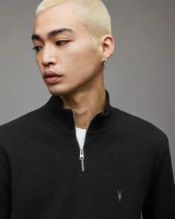 Outlet ✔️ Muse Half Zip Funnel Sweatshirt Jet Black 🎉 -Men's Shirts popular shop MF102X 451 2