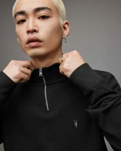 Outlet ✔️ Muse Half Zip Funnel Sweatshirt Jet Black 🎉 -Men's Shirts popular shop MF102X 451 4