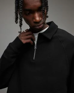 Promo 🤩 Rafe Half Zip Polo 👕 Shirt Black 😀 -Men's Shirts popular shop MF210V 5 2