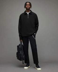 Promo 🤩 Rafe Half Zip Polo 👕 Shirt Black 😀 -Men's Shirts popular shop MF210V 5 3