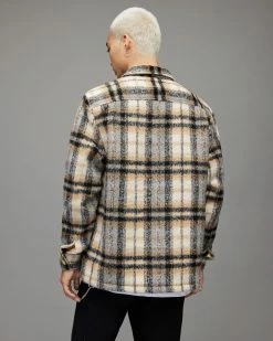 Wholesale 😍 Cayuga Checked Overshirt Ecru 🎉 -Men's Shirts popular shop MJ050X 35 4