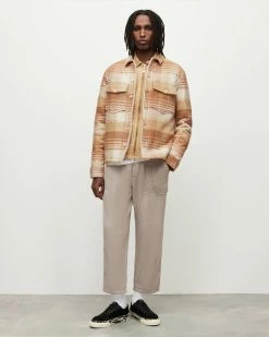 Outlet 😀 Sacco Checked 👕 Shirt Jacket ECRU/CAMEL 🧨 -Men's Shirts popular shop MJ115Y 8292 4