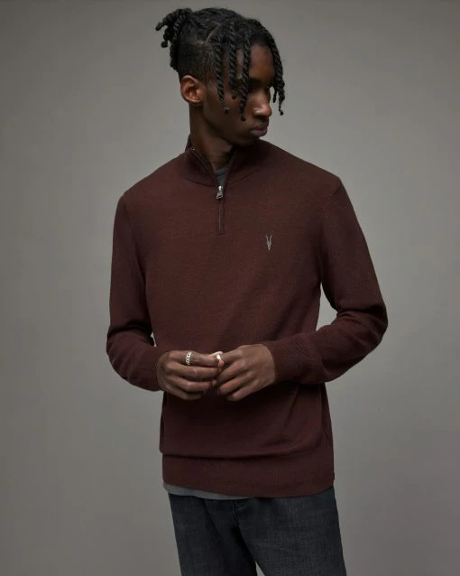 Top 10 🧨 Kilburn Zip Funnel Sweatshirt Beaujolais Red 😍 -Men's Shirts popular shop MK135X 7946 1