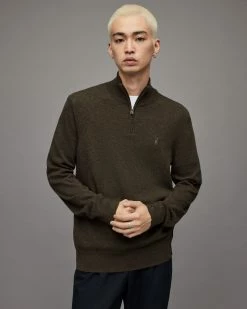 Budget 💯 Kilburn Zip Funnel Neck Sweatshirt Park Green Marl 🔥