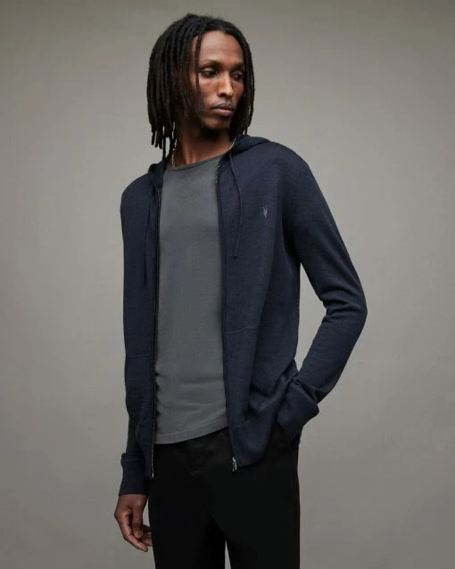 Brand new 😉 Mode Merino Zip Hoodie Deep Blue Marl ⌛ -Men's Shirts popular shop MK151X 8043 1