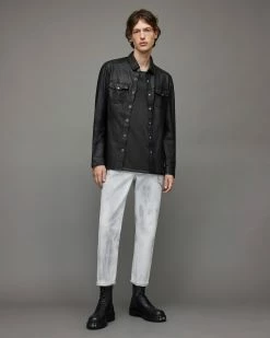 New 🌟 Irwin Leather Overshirt Black ⌛ -Men's Shirts popular shop ML134V 5 3 2