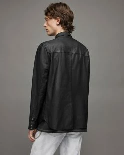 New 🌟 Irwin Leather Overshirt Black ⌛ -Men's Shirts popular shop ML134V 5 5 2