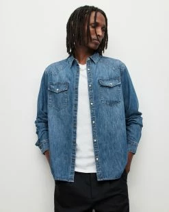 Best Sale ✨ Ludlow Western Denim 👚 Shirt Washed Indigo ❤️