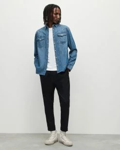 Best Sale ✨ Ludlow Western Denim 👚 Shirt Washed Indigo ❤️ -Men's Shirts popular shop MR010X 449 3 2