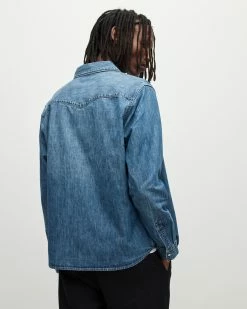 Best Sale ✨ Ludlow Western Denim 👚 Shirt Washed Indigo ❤️ -Men's Shirts popular shop MR010X 449 5 2