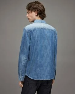 Cheapest ✔️ Gleason Denim 👚 Shirt Indigo 💯 -Men's Shirts popular shop MR013X 21 5