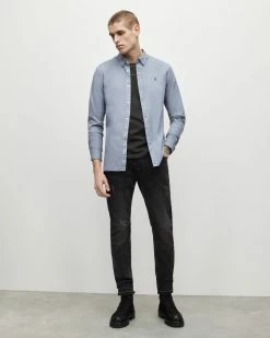 New 😉 Hawthorne Ramskull Stretch 👚 Shirt Amethyst Blue 🔔 -Men's Shirts popular shop MS004Y 8182 3 2