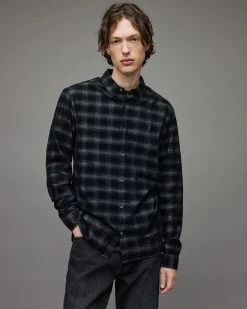 Top 10 👍 Eastburn Corduroy Checked 👚 Shirt Black 😀