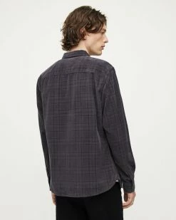 New 🛒 Eno Ramskull Checked 👚 Shirt Tarnished Grey 🔔 -Men's Shirts popular shop MS009W 7289 5
