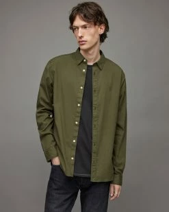 Buy 🌟 Hawthorne Ramskull Stretch Fit 👚 Shirt Olive Branch Green ⌛ -Men's Shirts popular shop MS015X 7809 4
