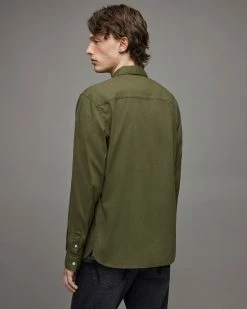 Buy 🌟 Hawthorne Ramskull Stretch Fit 👚 Shirt Olive Branch Green ⌛ -Men's Shirts popular shop MS015X 7809 5