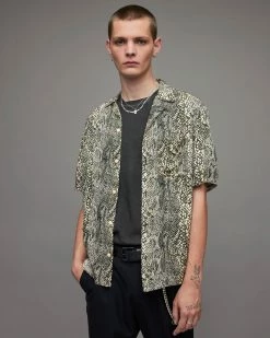 Best Pirce 🛒 Reptilia Snake 👚 Shirt Light Grey 💯 -Men's Shirts popular shop MS063X 103 5