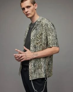 Best Pirce 🛒 Reptilia Snake 👚 Shirt Light Grey 💯 -Men's Shirts popular shop MS063X 103 6