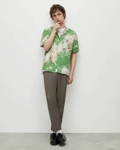 Budget 😀 Timor Floral 👕 Shirt Basil Green 🧨 -Men's Shirts popular shop MS066Y 8293 3