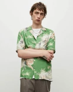 Budget 😀 Timor Floral 👕 Shirt Basil Green 🧨 -Men's Shirts popular shop MS066Y 8293 5