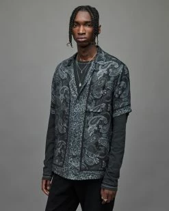 Best deal 🤩 Klubbe Paisley 👚 Shirt Jet Black 👍 -Men's Shirts popular shop MS085X 451 4