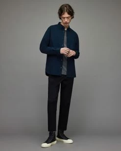 Outlet 🥰 Hawthorne Ramskull Stretch Fit 👚 Shirt Dark Navy Blue 🤩 -Men's Shirts popular shop MS107X 4378 3 1