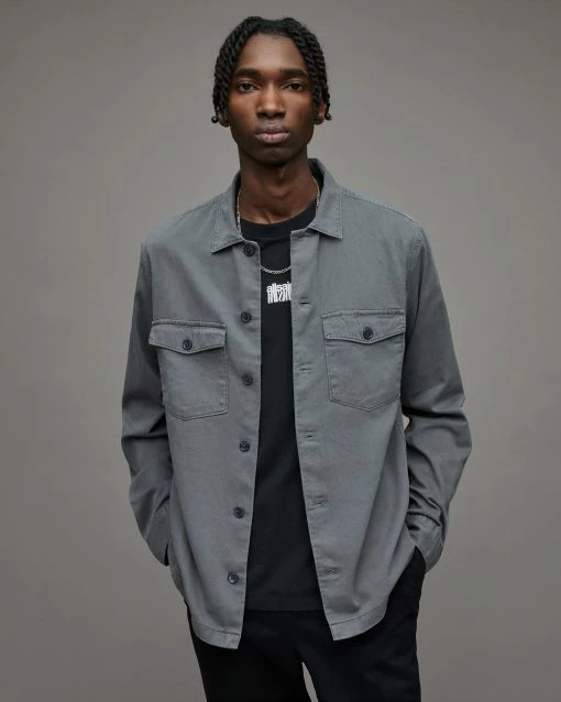 New 🎁 Spotter Military 👚 Shirt Stereo Grey 😀 -Men's Shirts popular shop MS111X 8064 1