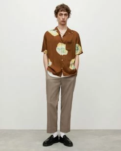 Best Pirce ⭐ Toulon Floral 👕 Shirt Brown 🛒 -Men's Shirts popular shop MS111Y 6 3 2