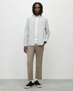 Cheapest 🎉 Flavin Pinstripe 👕 Shirt White/Grey 🛒 -Men's Shirts popular shop MS126X 699 3 2