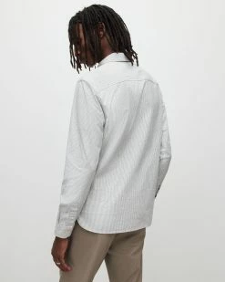 Cheapest 🎉 Flavin Pinstripe 👕 Shirt White/Grey 🛒 -Men's Shirts popular shop MS126X 699 4 2