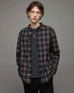 Discount ✨ Cale Checked 👚 Shirt Dark Ink 🛒