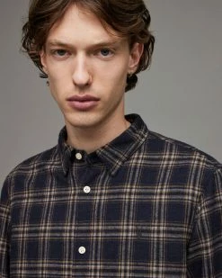 Discount ✨ Cale Checked 👚 Shirt Dark Ink 🛒 -Men's Shirts popular shop MS135X 2310 4