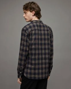 Discount ✨ Cale Checked 👚 Shirt Dark Ink 🛒 -Men's Shirts popular shop MS135X 2310 5