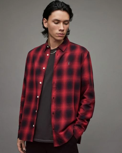 Discount ๐งจ Hoboken Checked ๐ Shirt Black/Red โค๏ธ 7 Discount ๐งจ Hoboken Checked ๐ Shirt Black/Red โค๏ธ -Men's Shirts popular shop MS141X 3486 1