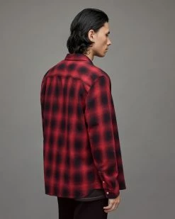 Discount 🧨 Hoboken Checked 👚 Shirt Black/Red ❤️ -Men's Shirts popular shop MS141X 3486 5