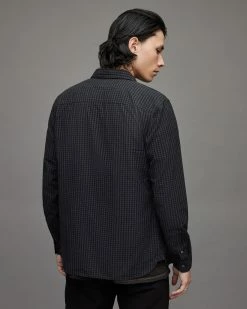 Budget ✔️ Staten Checked 👚 Shirt Black 🛒 -Men's Shirts popular shop MS143X 5 4