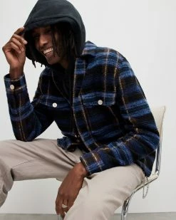 Buy ✔️ Voss Checked Overshirt Dark Ink 😍 -Men's Shirts popular shop MS150X 2310 5