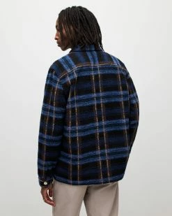 Buy ✔️ Voss Checked Overshirt Dark Ink 😍 -Men's Shirts popular shop MS150X 2310 6