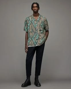 Coupon 🧨 Krait Snake Print 👕 Shirt Brown 🎁 -Men's Shirts popular shop MS174X 6 4