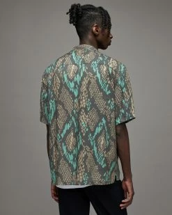 Coupon 🧨 Krait Snake Print 👕 Shirt Brown 🎁 -Men's Shirts popular shop MS174X 6 6
