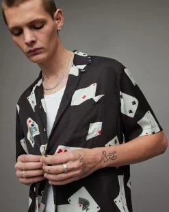 Best Pirce 👍 Holdem Playing Card 👚 Shirt Jet Black 🤩 -Men's Shirts popular shop MS178X 451 4