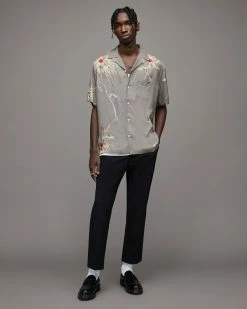 Promo 🔔 Shibu Tie Dye Floral 👚 Shirt Tin Grey 😉 -Men's Shirts popular shop MS193X 5410 3