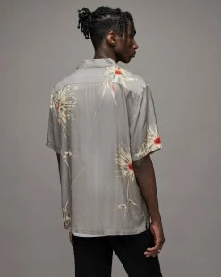 Promo 🔔 Shibu Tie Dye Floral 👚 Shirt Tin Grey 😉 -Men's Shirts popular shop MS193X 5410 4