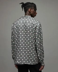 Wholesale 🔔 Emblem Long Sleeve 👚 Shirt Washed Black 😀 -Men's Shirts popular shop MS196X 162 5