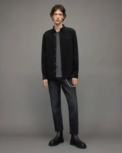 Promo 🧨 Birchwood Corduroy Ramskull 👚 Shirt Jet Black 👍 -Men's Shirts popular shop MS199X 451 3