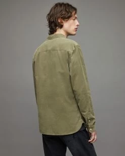 Cheapest 😉 Birchwood Ramskull Corduroy 👕 Shirt Dusty Olive Green 🎉 -Men's Shirts popular shop MS200X 6907 6