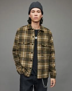 Outlet 🎁 Berthold Checked Overshirt Dusty Olive Green 🎉