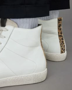 Best deal 🔔 Tundy High Top Trainers White/Leopard 💯 -Men's Shirts popular shop MZ533X 7906 4